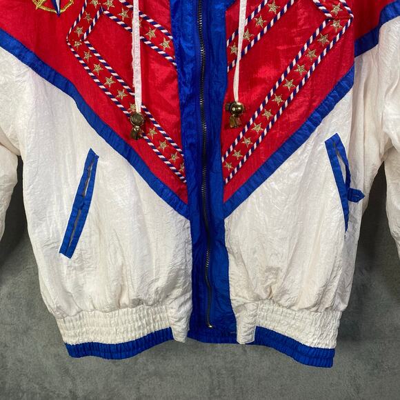 Vintage Track Jacket Small Zip Up Patriotic USA Nautical Coastal 80s - Picture 4 of 14